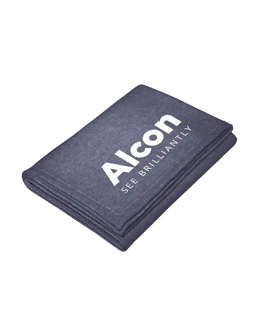 Core Heather Navy Fleece Sweatshirt Blanket w/Alcon Logo