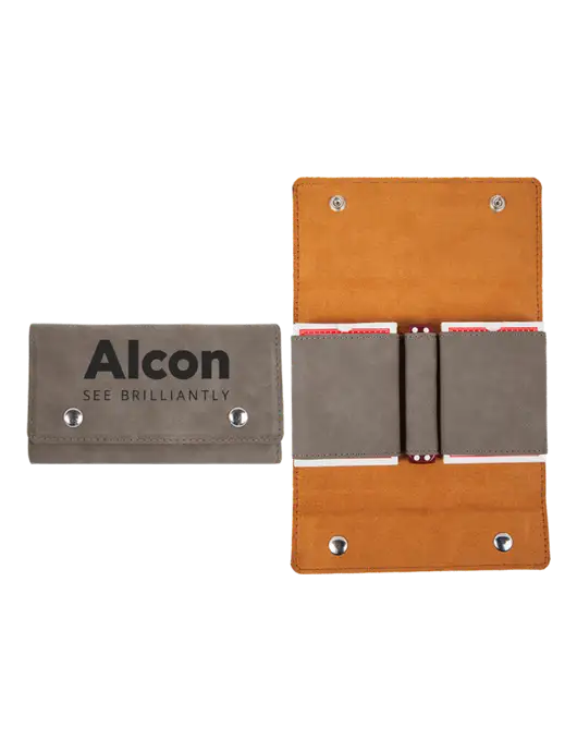 Grey Leatherette Card & Dice Set w/Alcon Logo