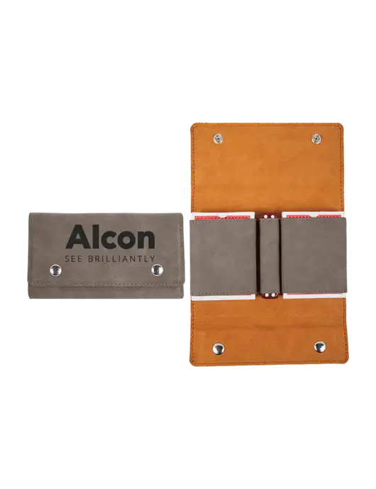 Grey Leatherette Card & Dice Set w/Alcon Logo