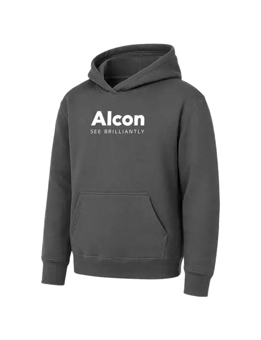 Youth Charcoal 7.8 oz Pullover Hooded Sweatshirt w/Alcon Logo