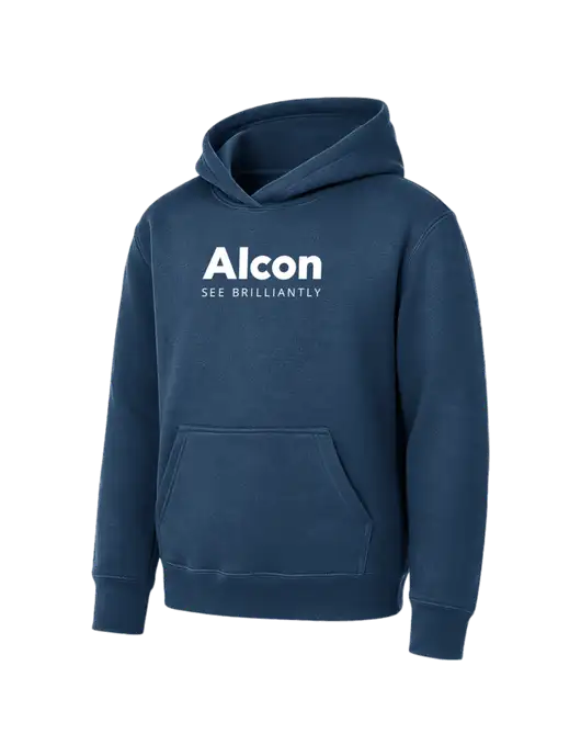 Youth Navy 7.8 oz Pullover Hooded Sweatshirt w/Alcon Logo