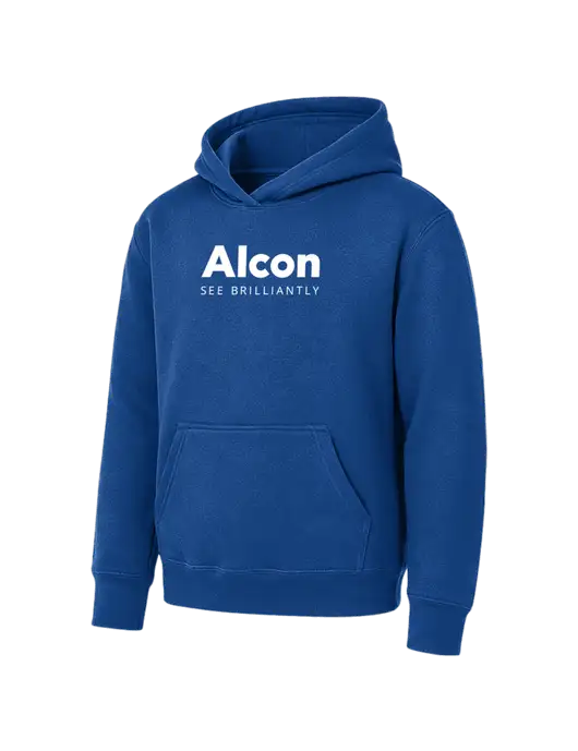 Youth Royal 7.8 oz Pullover Hooded Sweatshirt w/Alcon Logo