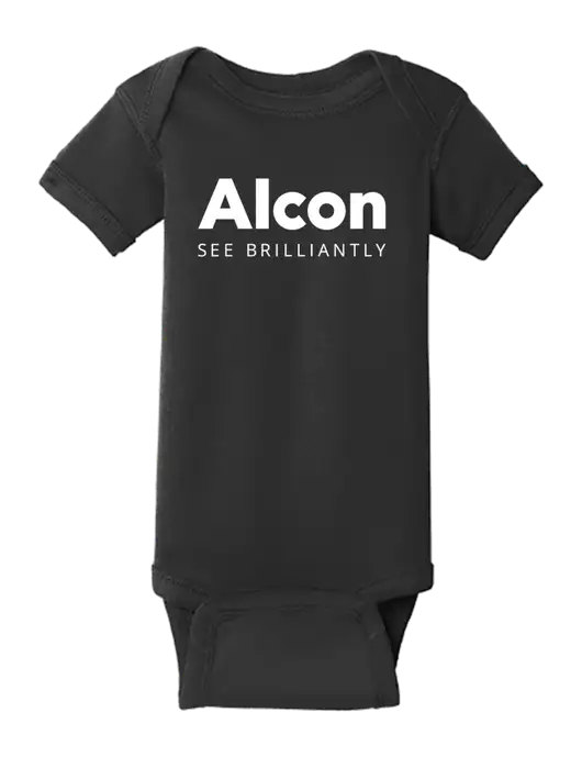 Rabbit Skins Black Infant Short Sleeve Baby Rib Bodysuit w/Alcon Logo