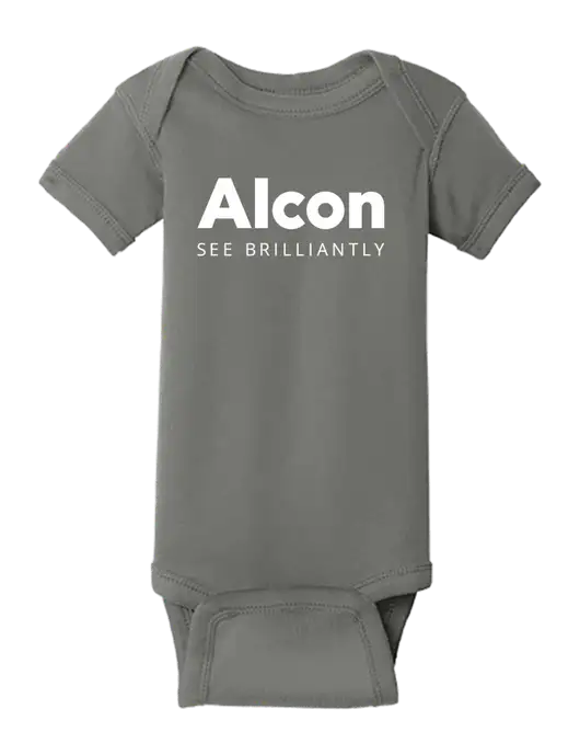 Rabbit Skins Charcoal Infant Short Sleeve Baby Rib Bodysuit w/Alcon Logo