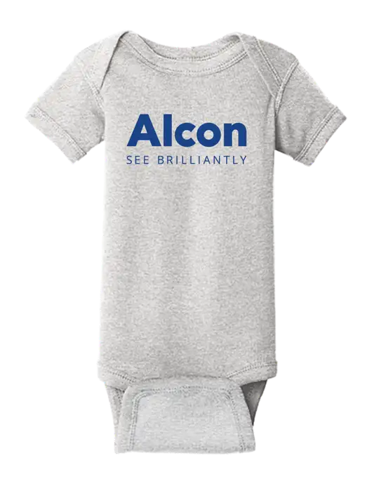 Rabbit Skins Light Grey Heather Infant Short Sleeve Baby Rib Bodysuit w/Alcon Logo