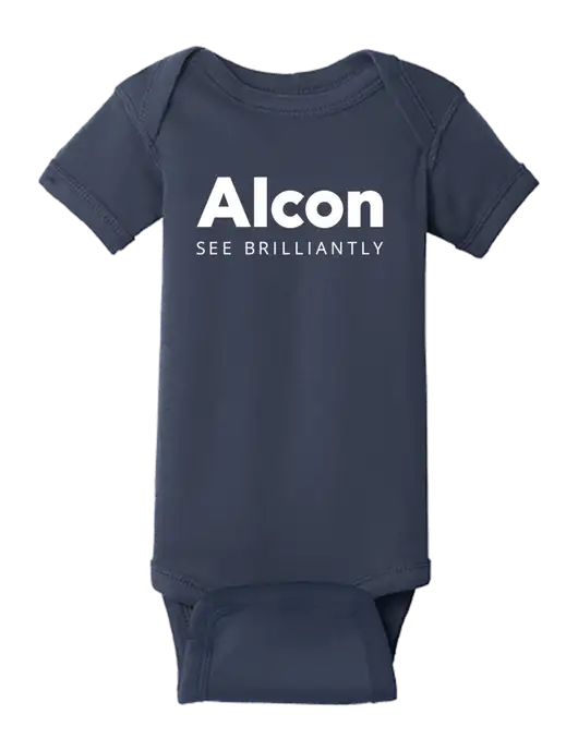 Rabbit Skins Navy Infant Short Sleeve Baby Rib Bodysuit w/Alcon Logo