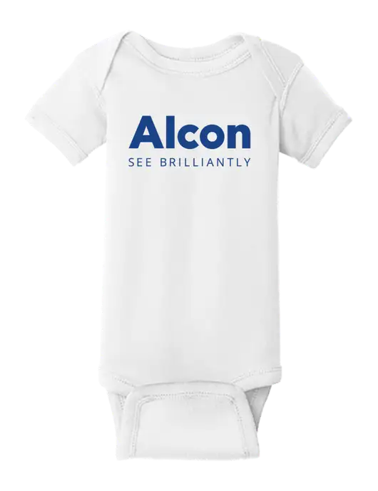 Rabbit Skins White Infant Short Sleeve Baby Rib Bodysuit w/Alcon Logo