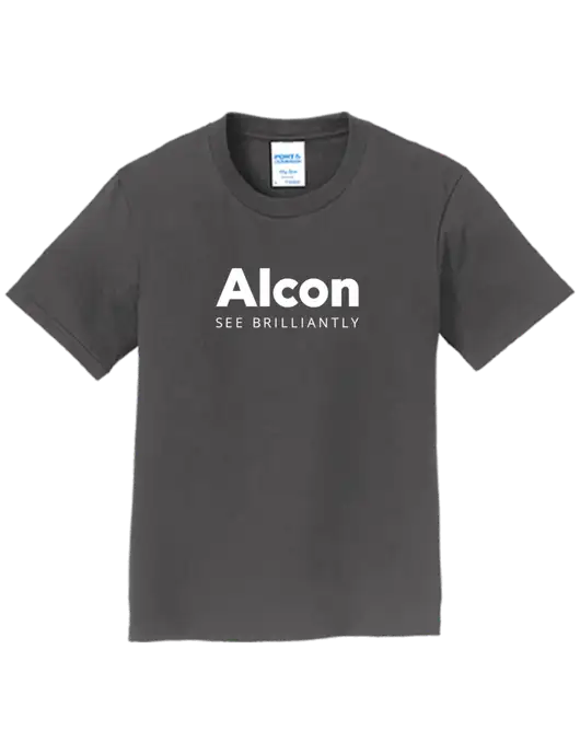 Youth Ring Spun Charcoal 4.5 oz T-Shirt w/Alcon Logo