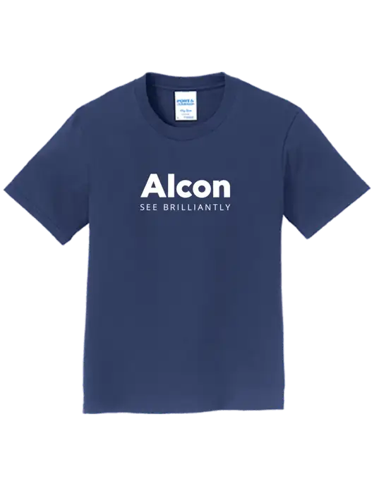 Youth Ring Spun Navy 4.5 oz T-Shirt w/Alcon Logo