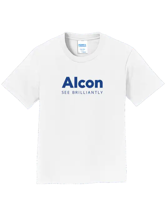 Youth Ring Spun White 4.5 oz T-Shirt w/Alcon Logo