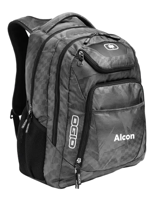 OGIO Race Day Silver Excelsior Laptop Backpack w/Alcon Logo