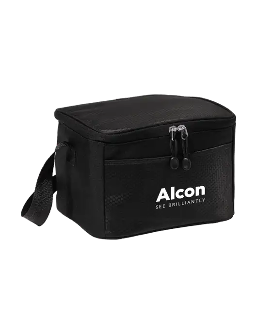 6 Can Black/Black Cube Cooler w/Alcon Logo