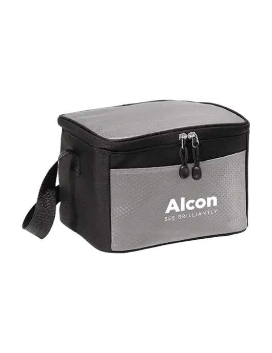 6 Can Grey/Black Cube Cooler w/Alcon Logo