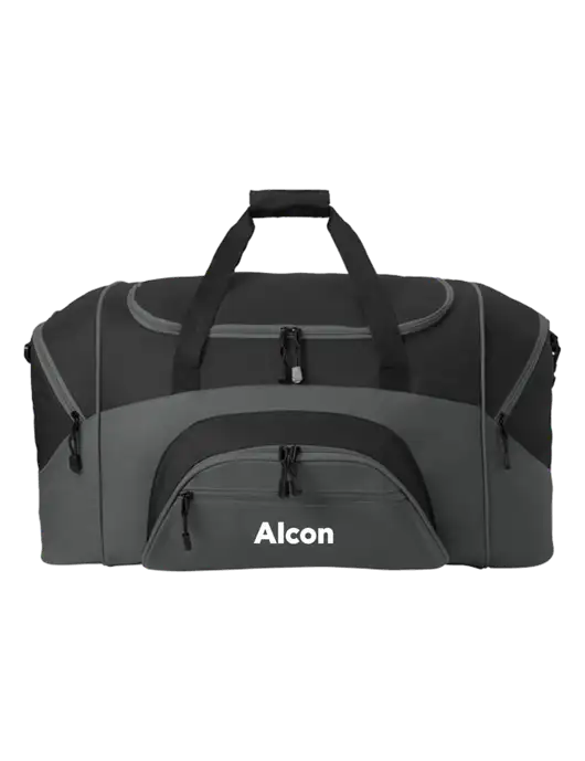 Standard Colorblock Black/Dark Grey Sport Duffel w/Alcon Logo