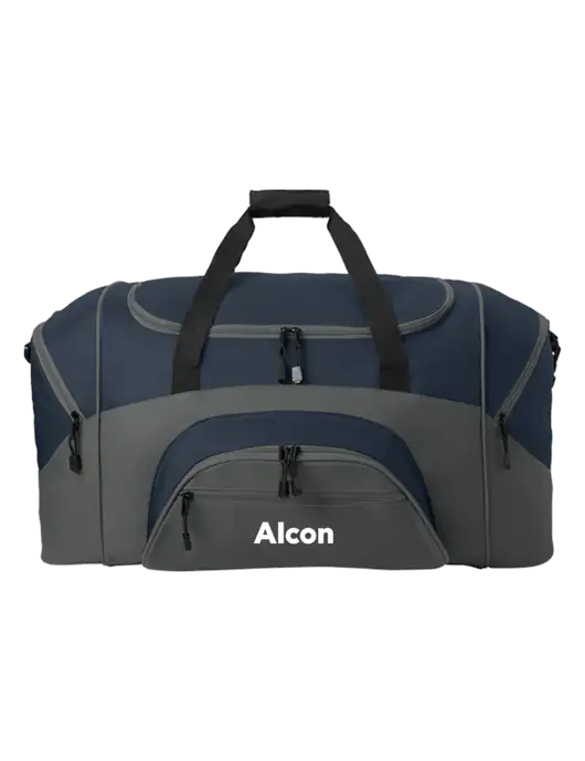 Standard Colorblock Navy/Dark Grey Sport Duffel w/Alcon Logo