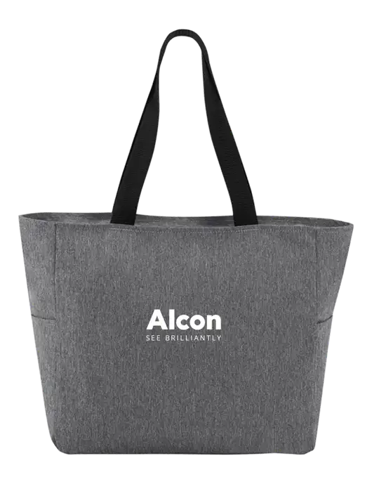 Everyday Heather Grey Zip Tote  w/Alcon Logo