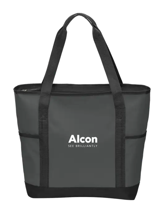On the Go Charcoal/Black Tote  w/Alcon Logo
