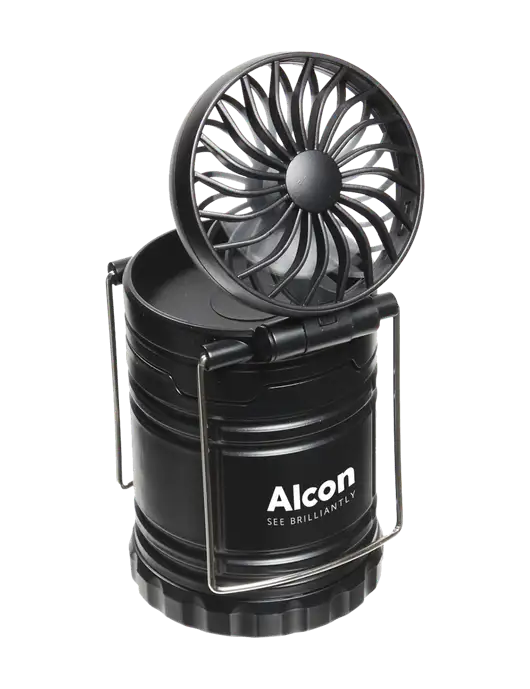 Black Retro Lantern with Fan w/Alcon Logo