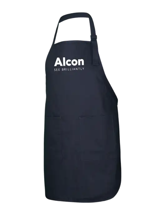 Full-Length Black Apron With Pockets w/Alcon Logo