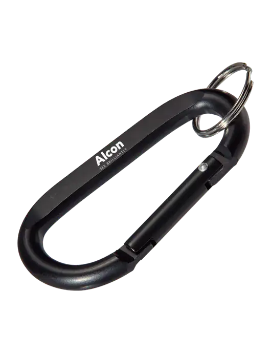 Black Carabiner & Key Ring w/Alcon Logo
