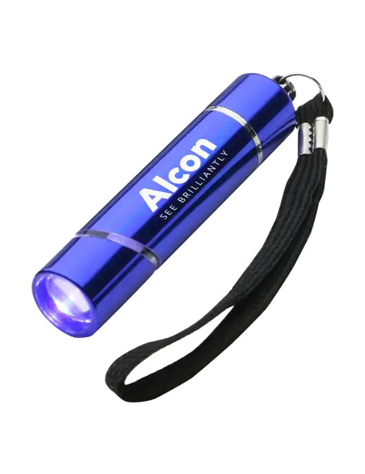 Blue Aluminum Scope LED Flashlight w/Alcon Logo