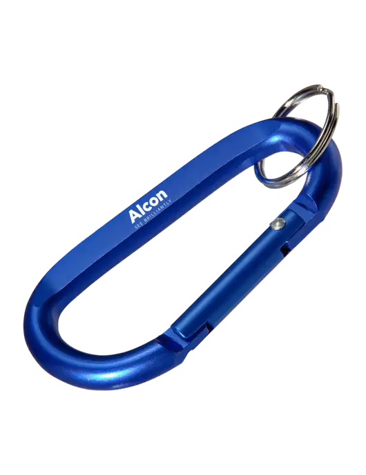 Blue Carabiner & Key Ring w/Alcon Logo
