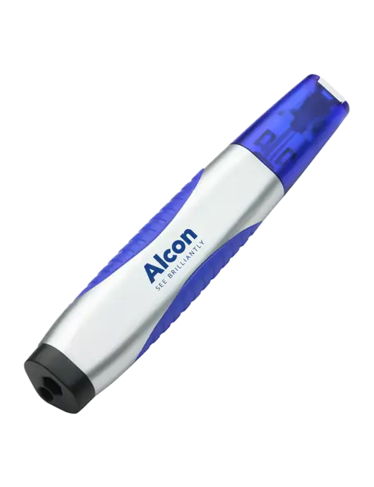 Silver/Blue Level Light Screwdriver Pen w/Alcon Logo