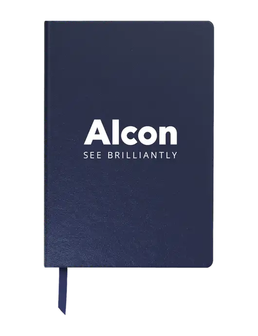 Achieve Navy Hardcover Journal, 5.5 x 8.37 w/Alcon Logo