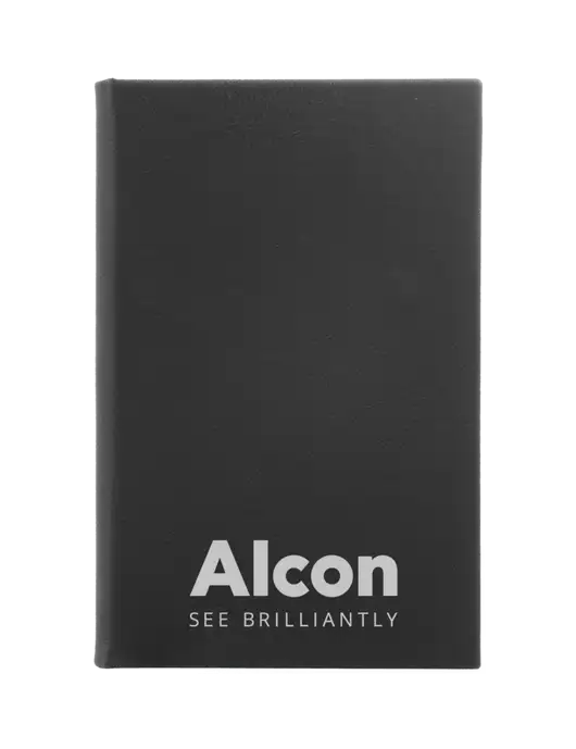 Black Leatherette 5.25 x 8.25 Journal w/Alcon Logo