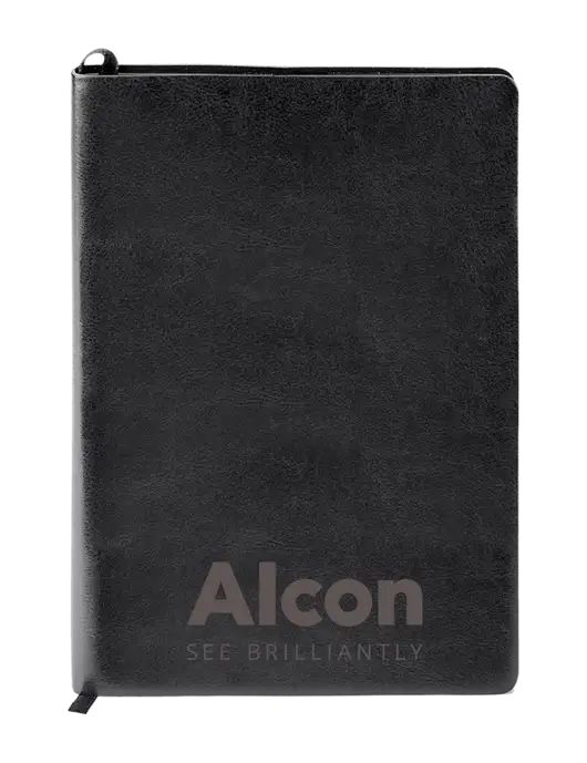 Fabrizio Black Soft Cover 5.75 x 8.125 Journal w/Alcon Logo