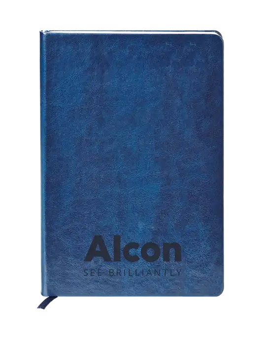 Fabrizio Blue Hard Cover 5.75 x 8.3 Journal w/Alcon Logo