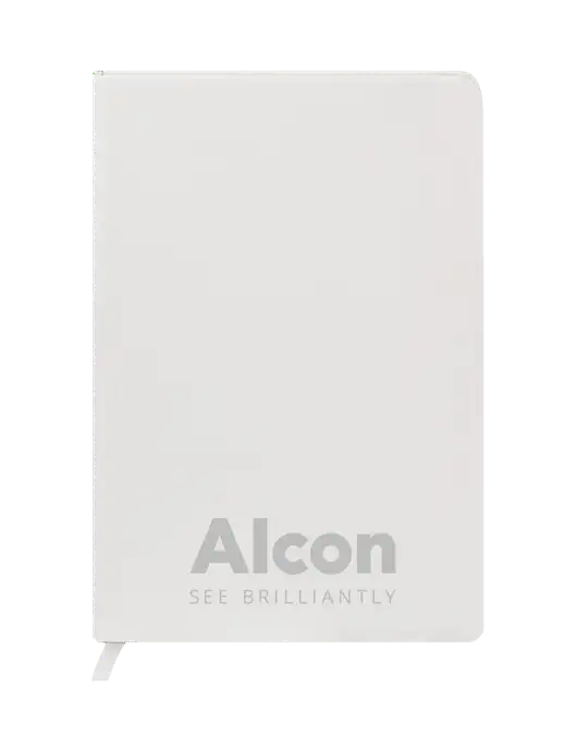 Fabrizio White Hard Cover 5.75 x 8.3  Journal w/Alcon Logo