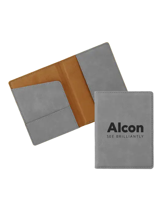 Grey Leatherette Passport Holder w/Alcon Logo