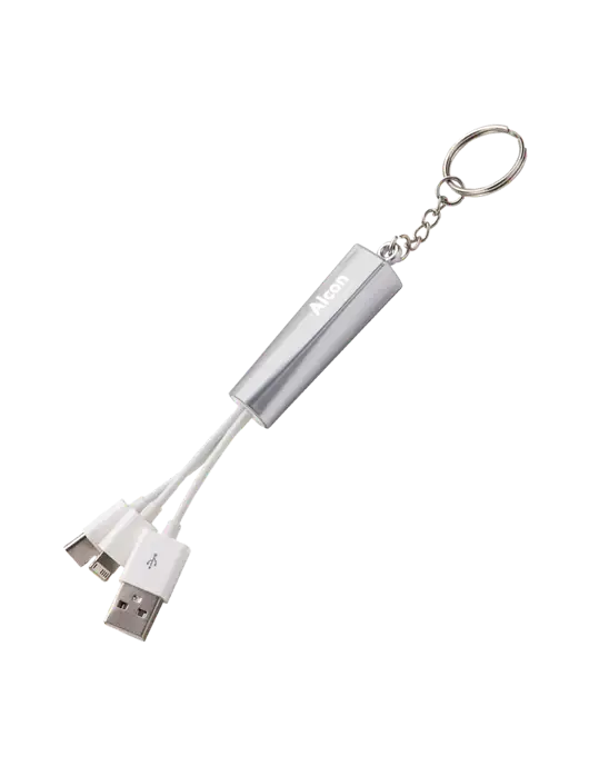 Silver Light-Up Charging Cable with Key Ring w/Alcon Logo