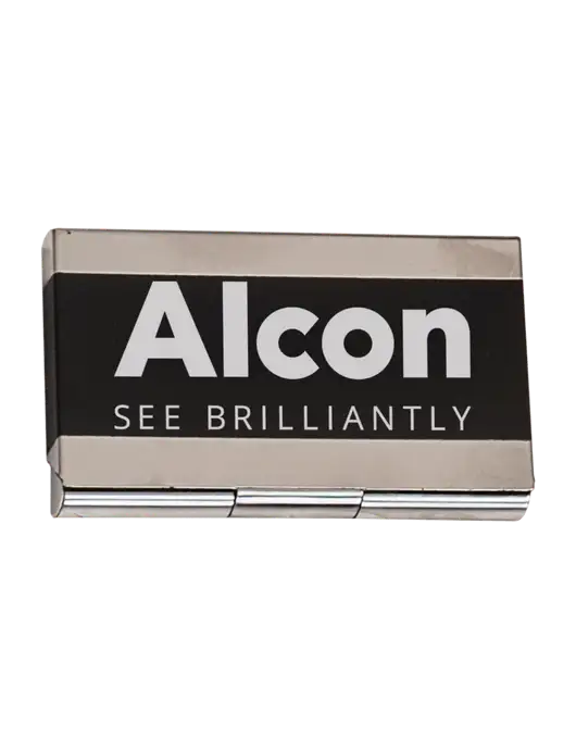 Black 3.75 x 2.5 Business Card Holder w/Alcon Logo