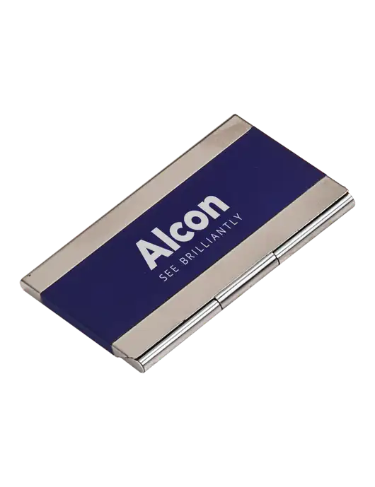 Blue 3.75 x 2.5 Business Card Holder w/Alcon Logo