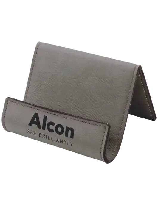 Grey Leatherette Card & Phone Holder w/Alcon Logo