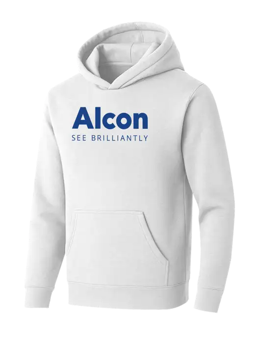 BELLA+CANVAS Heathered White Sponge Fleece Pullover Hoodie w/Alcon Logo