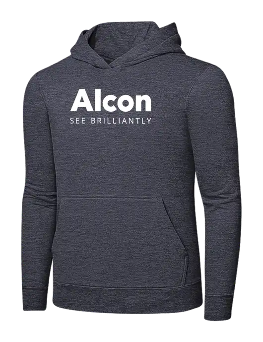 Heather Navy 7.8 oz Ring Spun Hooded Sweatshirt w/Alcon Logo