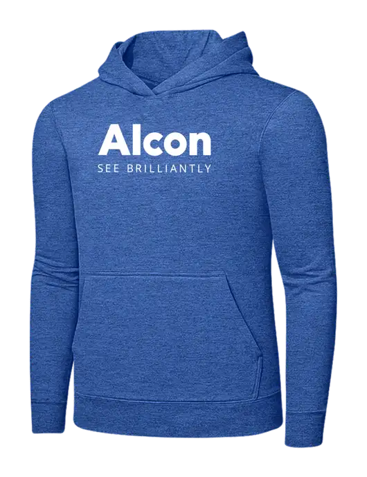 Heather Royal 7.8. oz Ring Spun Hooded Sweatshirt w/Alcon Logo