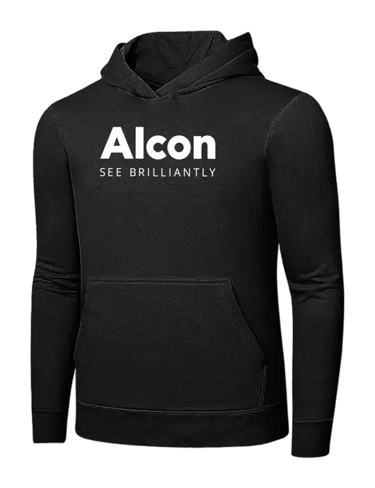 Jet Black 7.8 oz Ring Spun Hooded Sweatshirt w/Alcon Logo