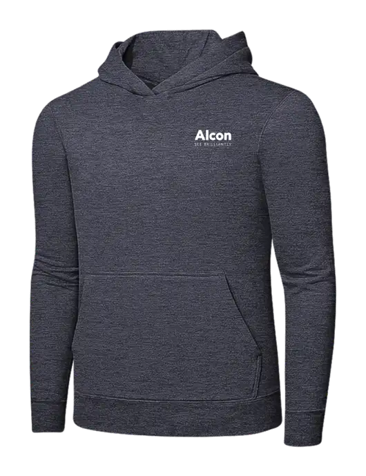 Heather Navy 7.8 oz Ring Spun Hooded Sweatshirt w/Alcon Logo