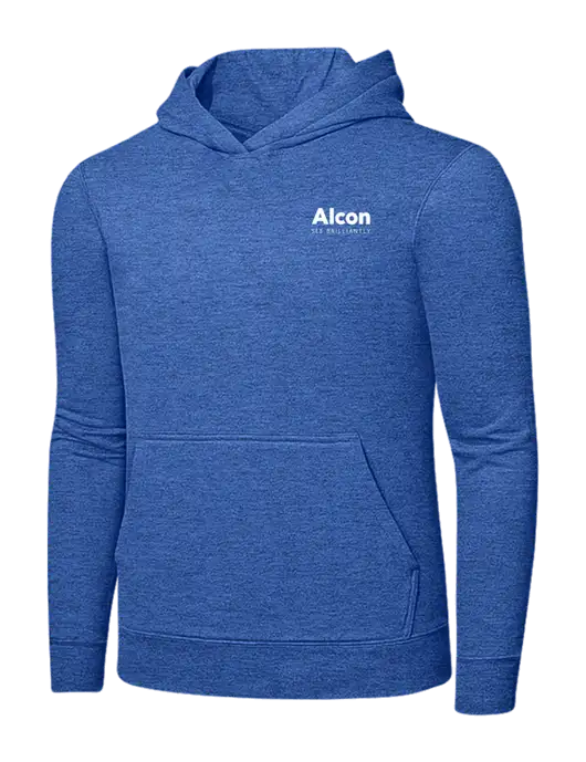Heather Royal 7.8. oz Ring Spun Hooded Sweatshirt w/Alcon Logo