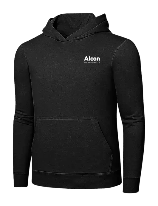 Jet Black 7.8 oz Ring Spun Hooded Sweatshirt w/Alcon Logo