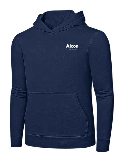 Navy 7.8 oz Ring Spun Hooded Sweatshirt w/Alcon Logo