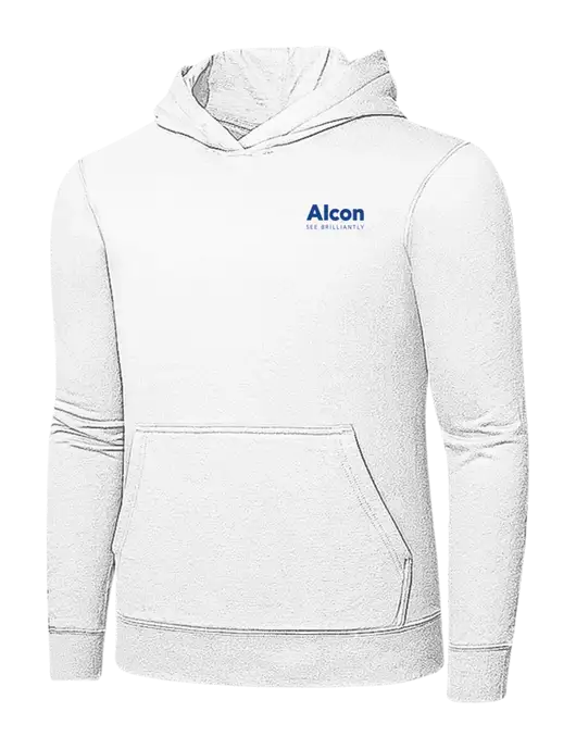 White 7.8 oz Ring Spun Hooded Sweatshirt w/Alcon Logo