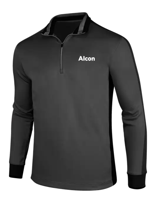 NIKE Anthracite Heather/Black Dry-Fit 1/2 Zip Cover-Up w/Alcon Logo