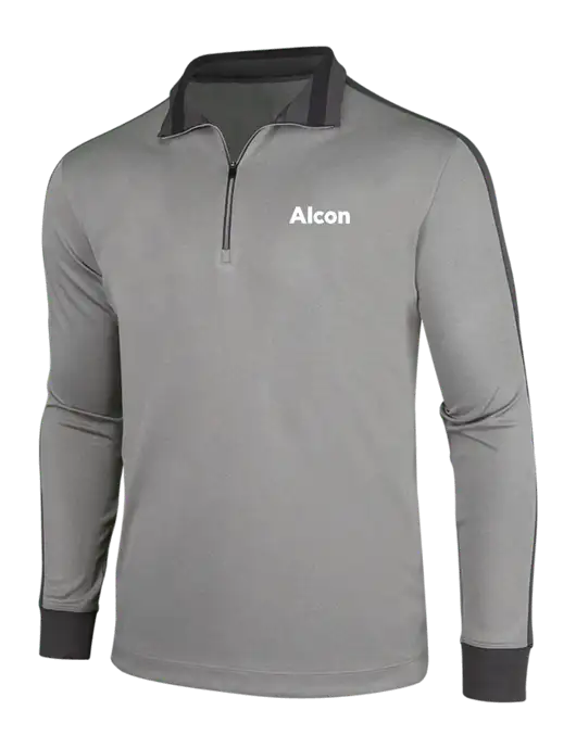 NIKE Athletic Grey/Heather Dark Grey Dry-Fit 1/2 Zip Cover-Up w/Alcon Logo