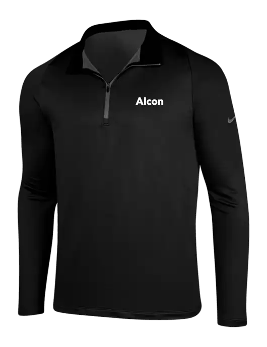 NIKE Black/Dark Grey Dry-Fit Stretch 1/2 Zip Cover-Up w/Alcon Logo
