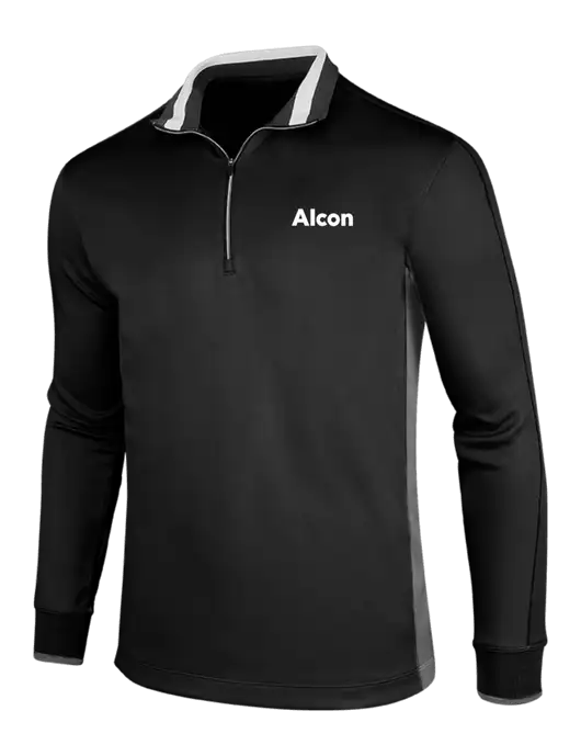 NIKE Black/Dark Grey/White Dry-Fit 1/2 Zip Cover-Up w/Alcon Logo
